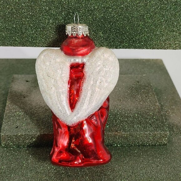 Baby Angel Glittered Red Glass Traditionally Designed Christmas Tree Ornament - Picture 2 of 9